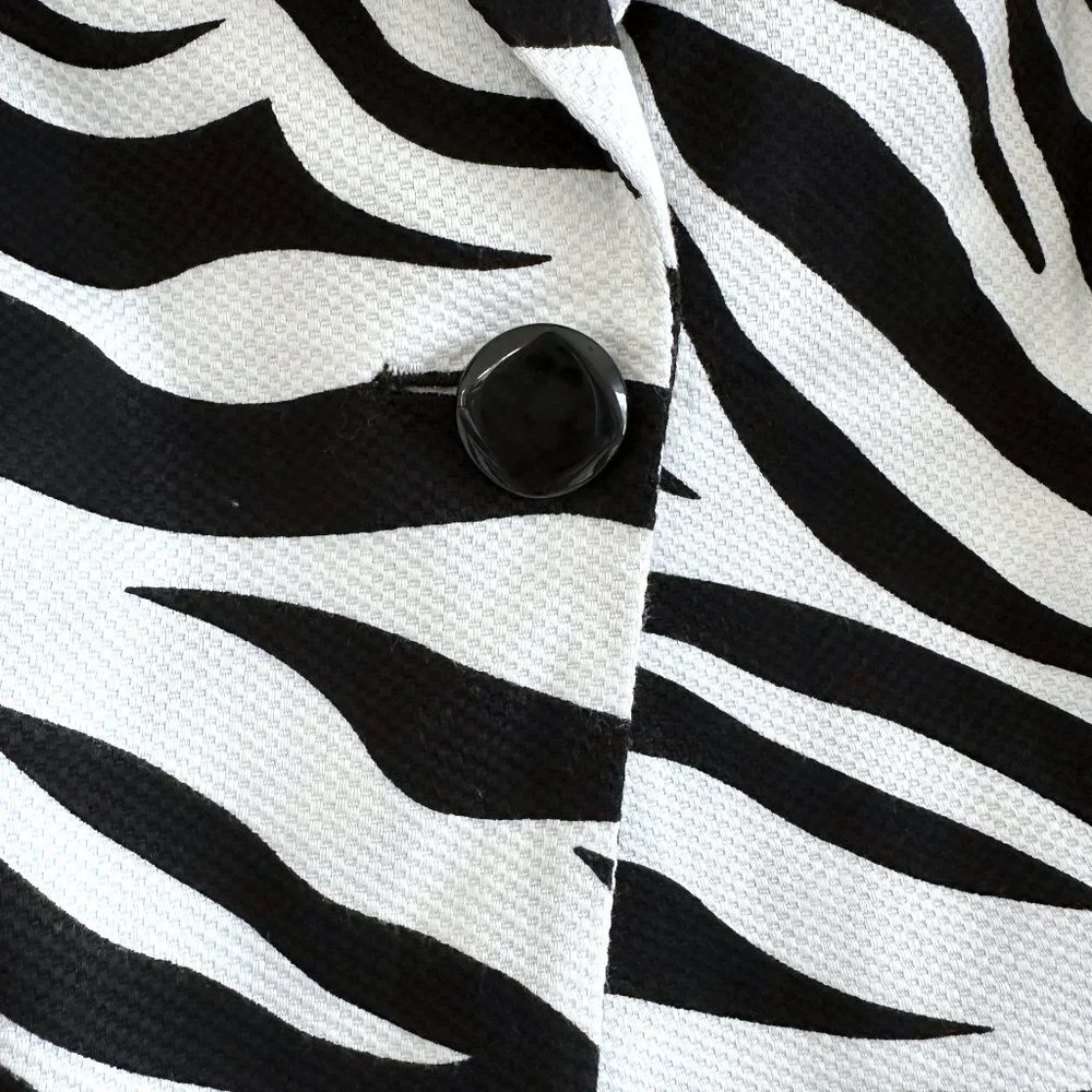 Sandro Zebra Print Cotton Single Button Blazer - Picture 4 of 8